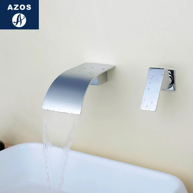 Azos в стене кран сплит Водопад латунь хром переключатель холодной и горячей воды