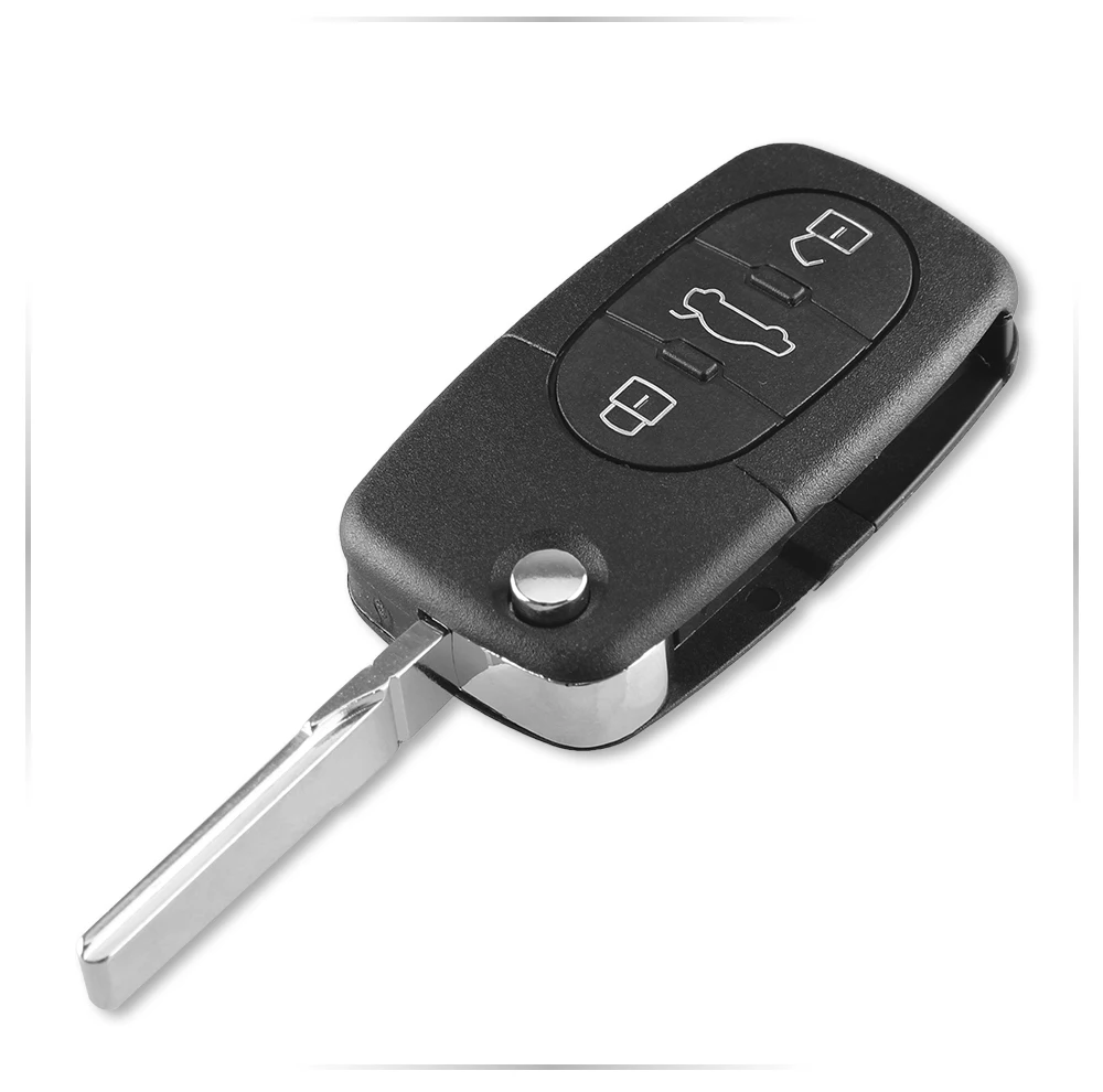 KEYYOU 5x3 кнопки флип автомобильный чехол для ключей оболочка брелок для Audi TT A4 A6 A8 Quattro с лезвием CR1620 держатель батареи