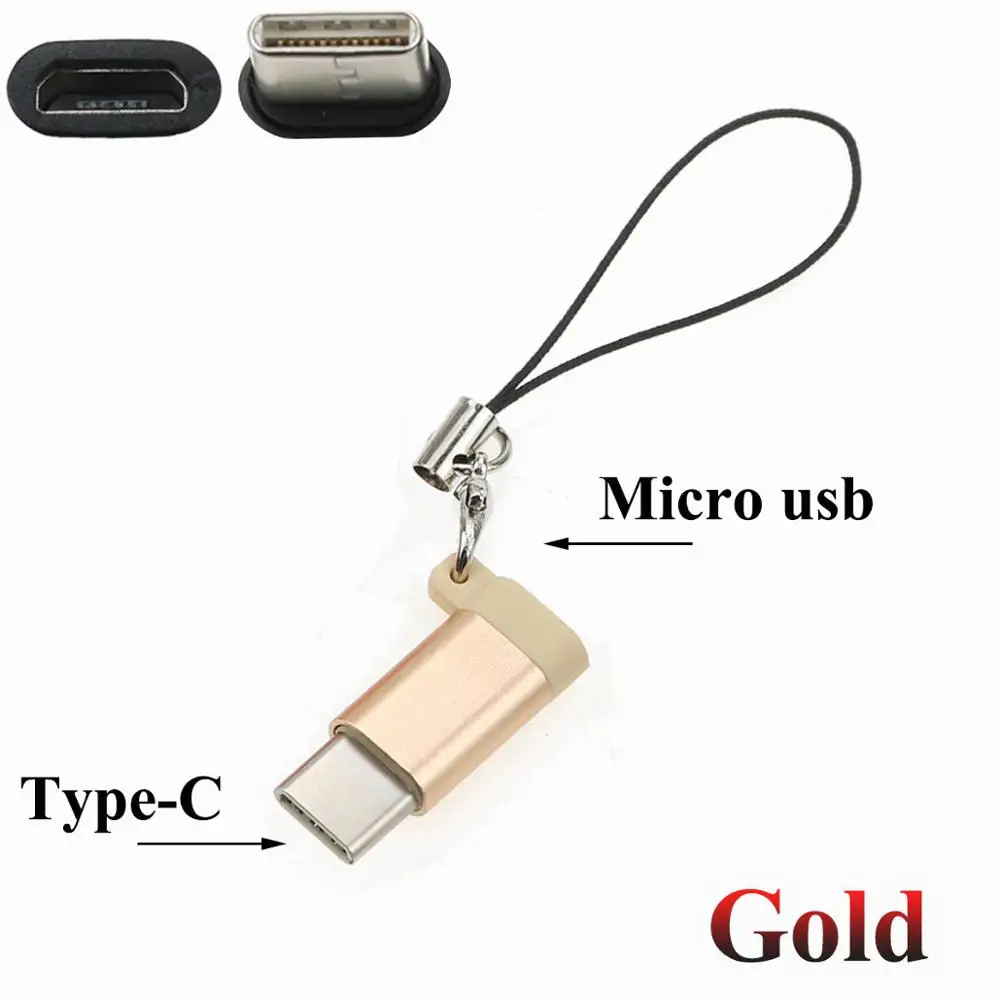 Юйси USB 3,1 type C OTG адаптер для телефона Micro USB Женский к USB C Мужской конвертер для oppo для samsung Note 8 S8 для Xiaomi Note 3 - Цвет: Gold