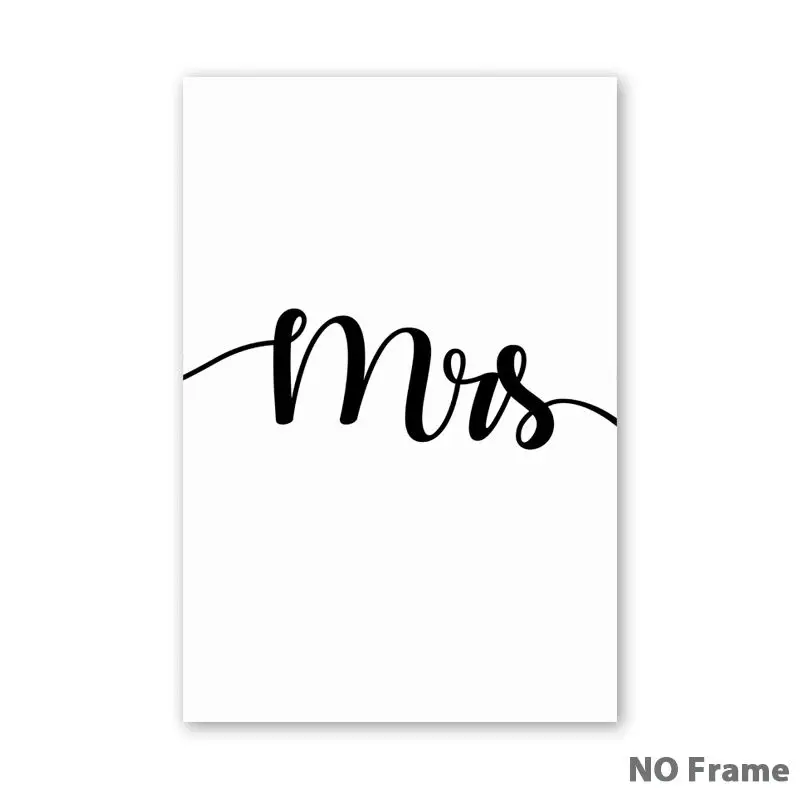 3 Черно-белая любовь фраза Mr& Mrs холст живопись плакаты и принты гостиная спальня настенные художественные картины украшение дома - Цвет: 3