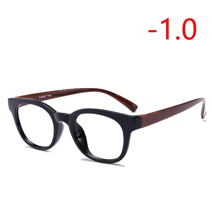 Myopia 100 1,0-1,5-2,0-2,5-3,0-3,5-4,0 круглые очки для близорукости женские мужские Ретро TR90 очки для близорукости полосатая оправа - Цвет оправы: Myopia 100