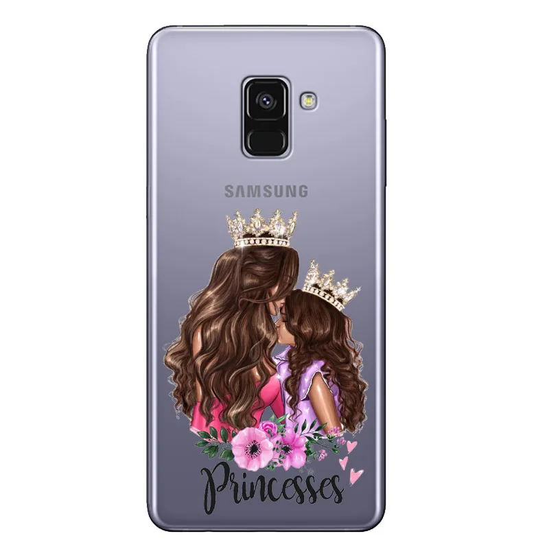 Чёрный коричневый волос для мам и детей чехол девушек samsung S6 S6EDGE S7 край S8 S8PLUS S9 S9PLUS