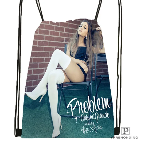 Drawstring Backpack Пользовательские Ариана Гранде походная сумка на шнурке милый детский Ранец(черный цвет(вид сзади) 31x40 см#180531-03-05 - Цвет: Drawstring Backpack