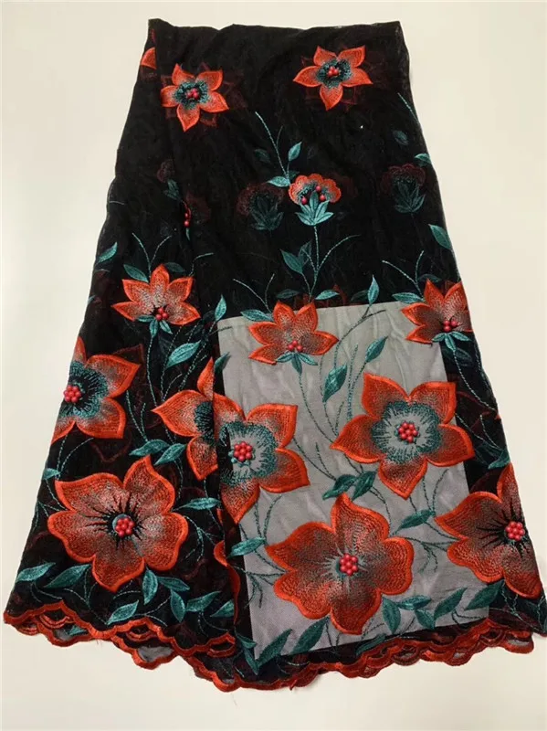 Французский 3D тюль расшитый бусинами кружевная ткань в африканском стиле