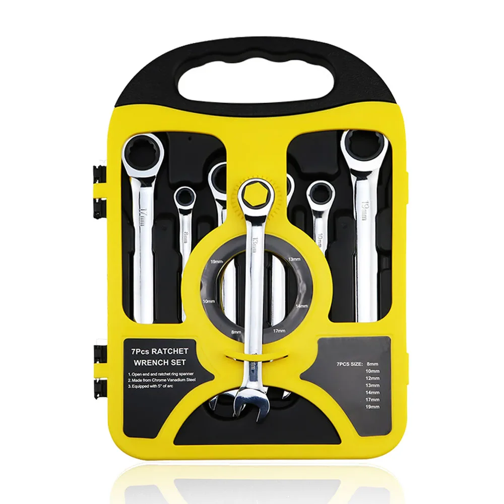 Гаечный ключ с трещоткой и двумя головками 8-19 мм 7 шт. | Инструменты