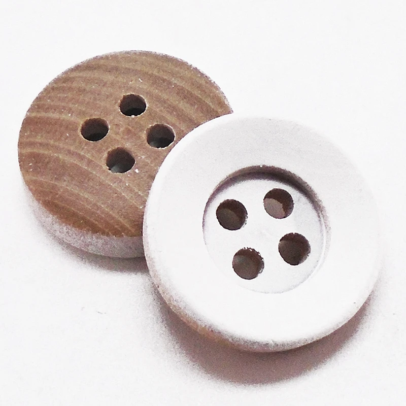 30 шт. натуральный камелии древесины снятия фаски деревянные пуговицы белый
