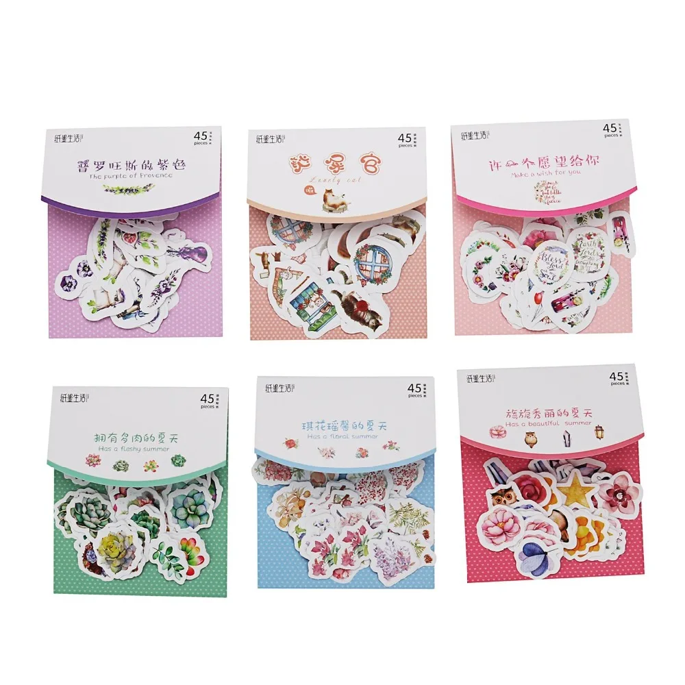 45 шт./упак. летние разноцветные наклейки этикетки милый дневник ручной работы