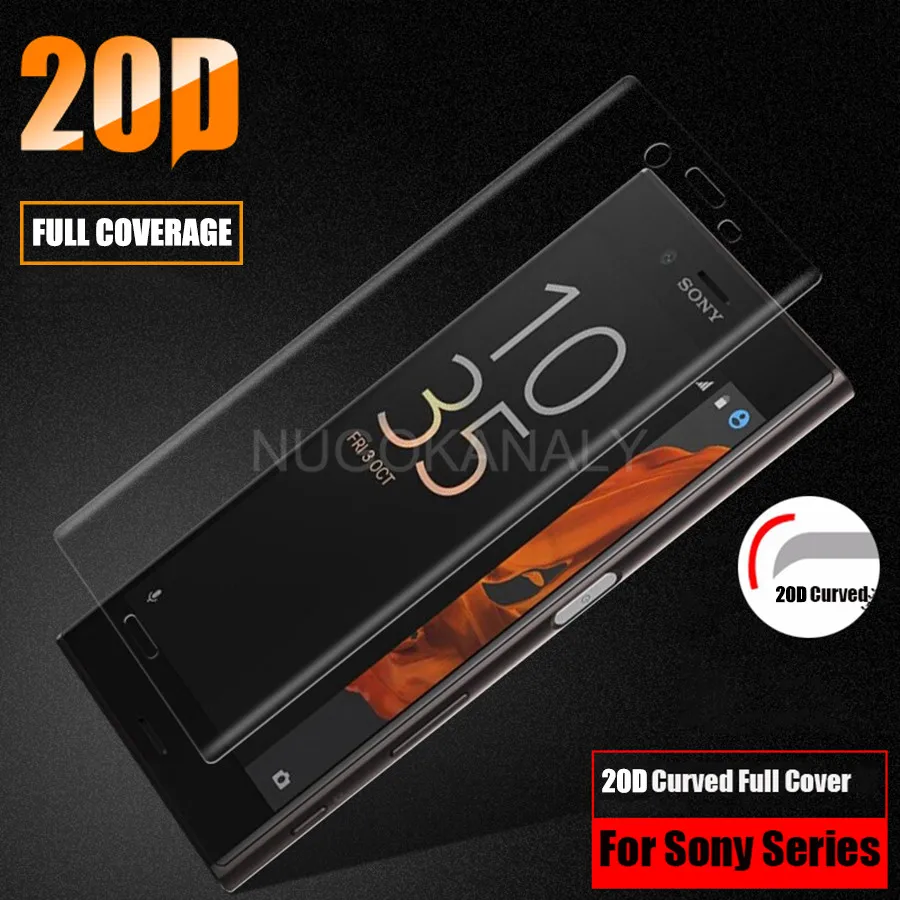 20D Curved Full Cover Arc Edge Tempered Glass for Sony XA3 XA2 XA1 XA Ultra Plus X XP XC XZ3 XZ2P Screen Protector | Мобильные