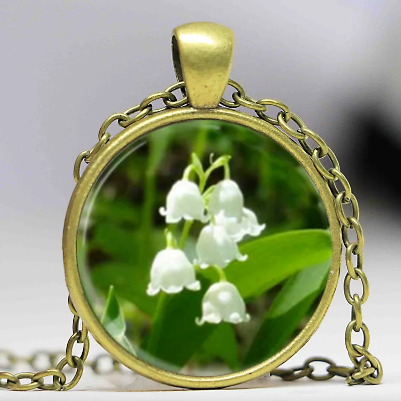 Стеклянное ожерелье с подвеской в виде цветка ландыши лилией|glass necklace|lily necklaceflower