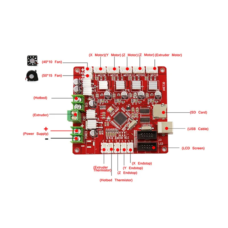 Anet V1.7 материнская плата + 12864 ЖК дисплей смарт обновления для A6 E10 E12 E16 A8 плюс 3d