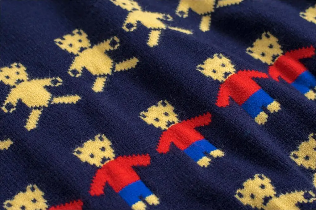 Spring New Funny Vintage Ladies Pullover Sweater Autumn Bear Jacquard Dark Blue Preppy Style Women Knitwear Ptetty Jumper Top | Женская