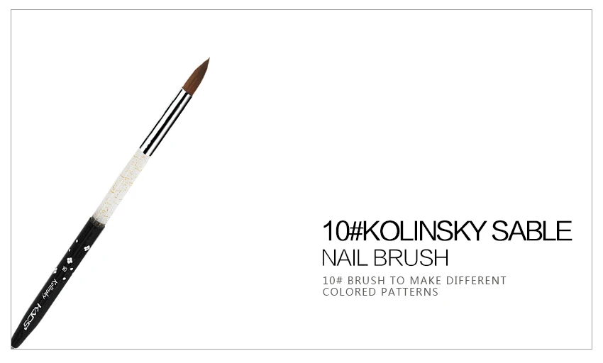 10# черная акриловая кисточка для ногтей Kolinsky Соболь кисти дизайнерская щетка для ногтей аксессуары для ногтей акрил профессиональный дизайн ногтей кисти для маникюра кисть для маникюра кисточки для маникюра