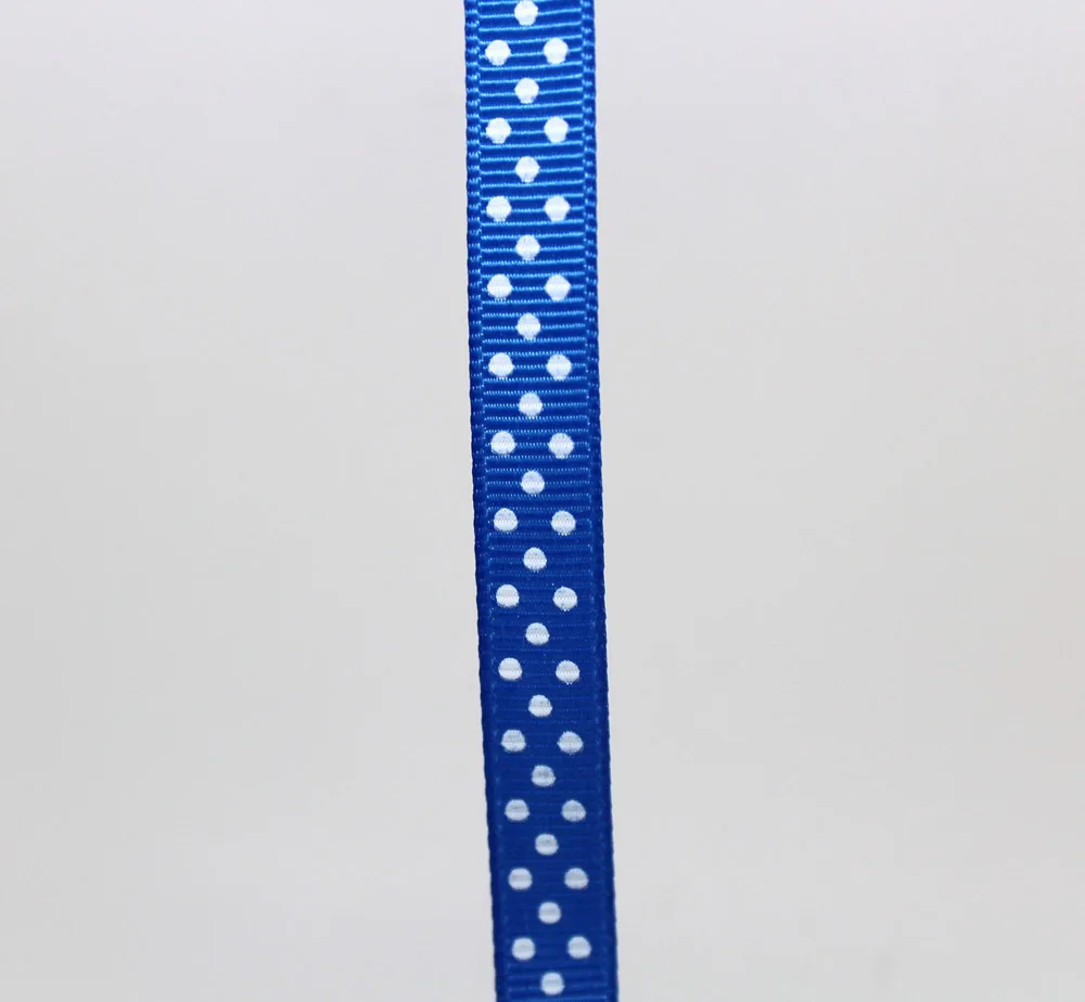 PPC041 3/8 &quot9 мм Grosgrain ленты печатных горошек 50 ярдов/рулон Королевский с белыми
