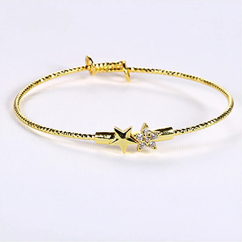 Creative Shining Stars Zircon Gold Girl Charm Bracelet for Kids Christmas Gift Jewelry Wholesale Shipping Fashion trend girl | Украшения и