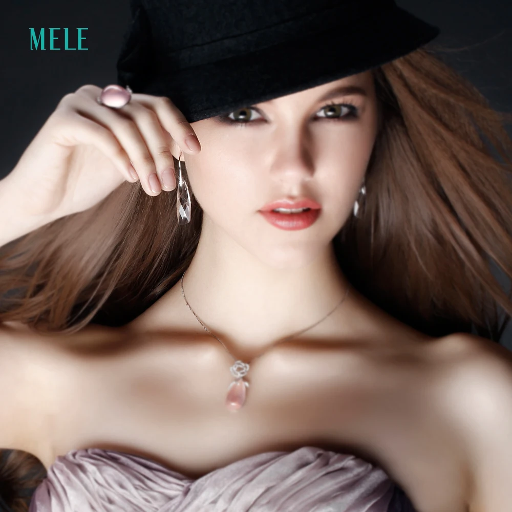 MELE натуральный белый Хрустальная серебряная серьга специальный размер в 9 мм * 32