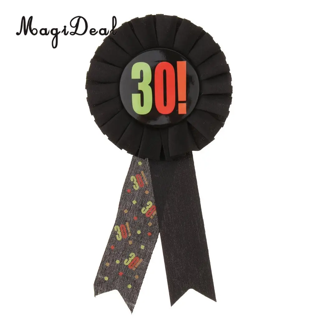 30 MagiDeal, новинка, лента, значок-розетка, брошь, булавка для взрослых, на день рождения, на вечеринку, на праздник 30, 40, 50, 60 лет, на день рождения, поставщик - Цвет: 30