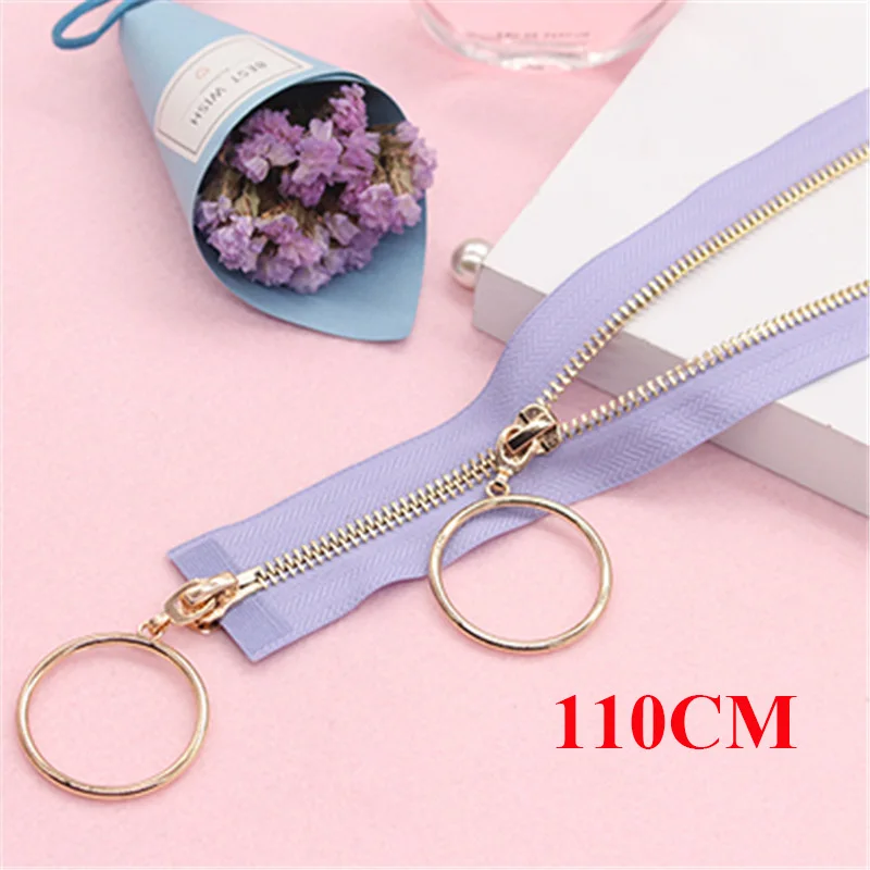 purple 110cm Meetee 5#70-120 см металлическая молния двойной ползунок открывающийся Декор молния для DIY швейная одежда пальто куртка ремесла аксессуары AP543 - Цвет: purple 110cm