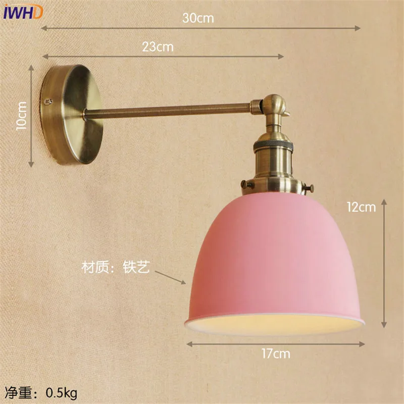 1 IWHD латунный серый Edison светодиодный настенный светильник рядом с Wandlampen E27 4 Вт лестничный светильник винтажный настенный светильник с аппликацией Murale - Цвет абажура: 1