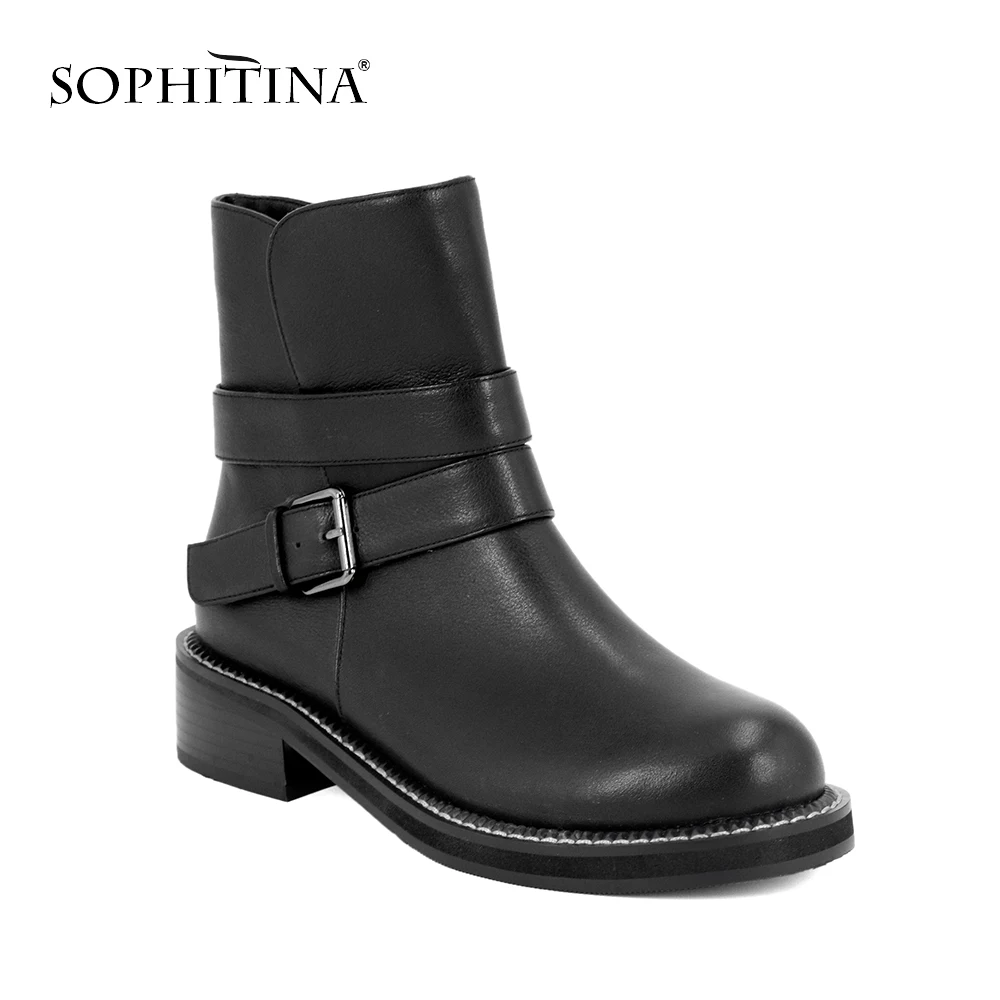 SOPHITINA/Новинка года; модная Брендовая женская обувь; высококачественные уникальные ботинки из натуральной кожи; удобная обувь в стиле ретро с круглым носком; M29