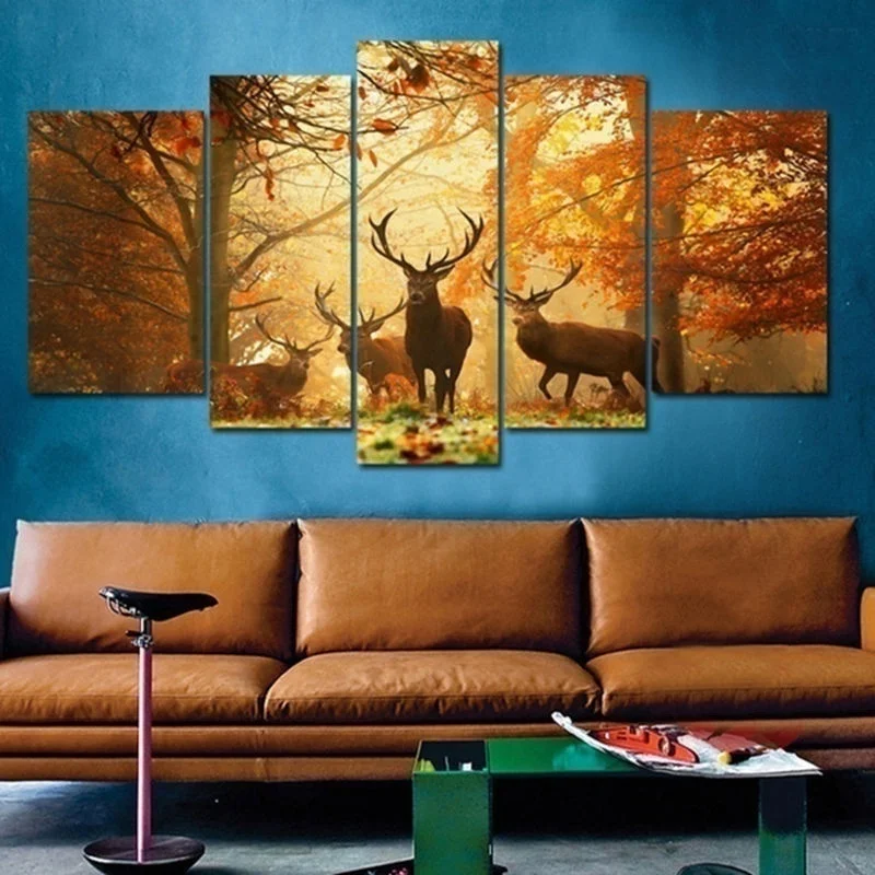 Без рамки 5 шт. олень картины на стену современные дерево холст Картина Wall Art