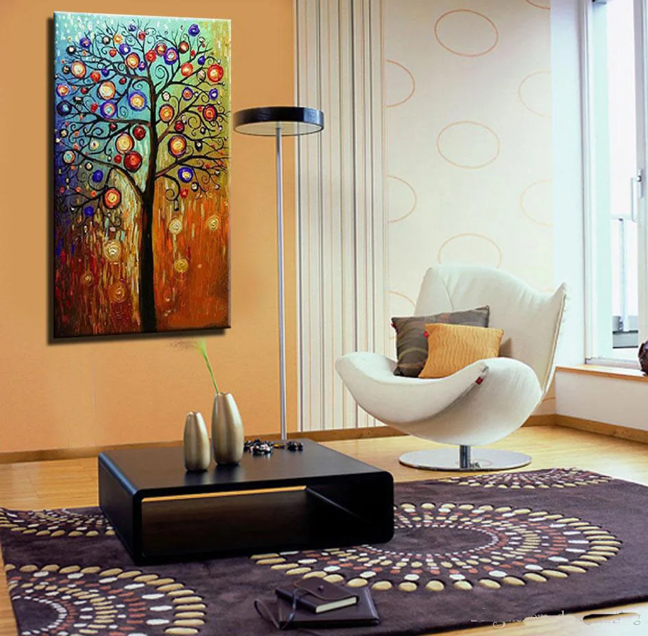 100% ручная роспись цветное дерево нож Современная картина маслом на холсте