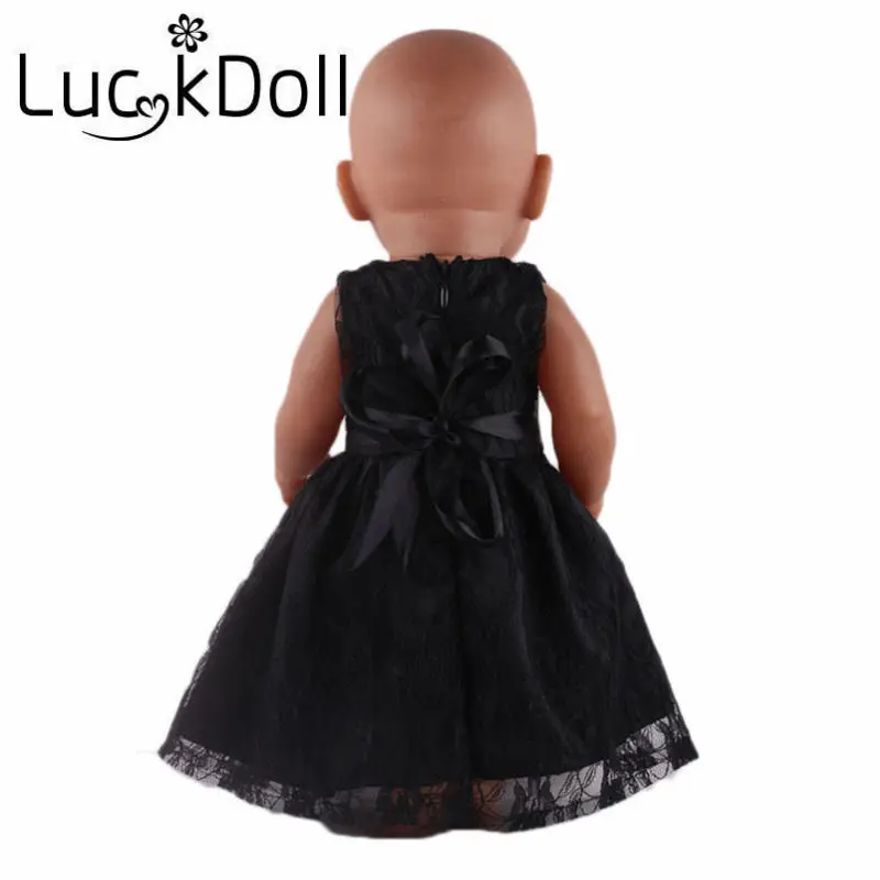 LUCKDOLL черное кружевное шифоновое Открытое платье подходит для 18 дюймового