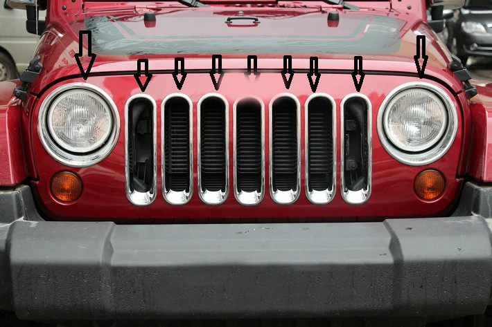 

Chrome Grille Grill + Headlight Head Lamp cover for Jeep Wrangler JK 2007-2014