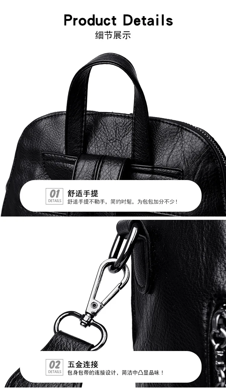 Большой емкости женский рюкзак mochila из мягкой искусственной кожи Студенческая сумка