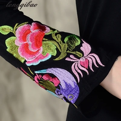 Женская футболка с вышивкой в китайском стиле Весенняя большого размера