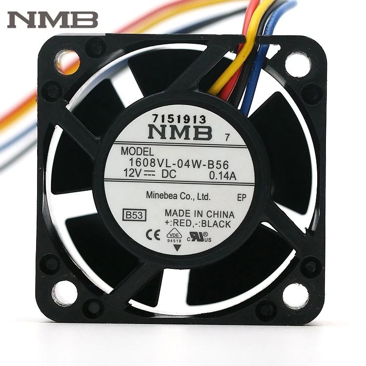

Оригинальный Для NMB 1608VL-04W-B56 4020 12V 0.14A 9500 об/мин 11.3CFM осевой вентилятор охлаждения 4-контактный