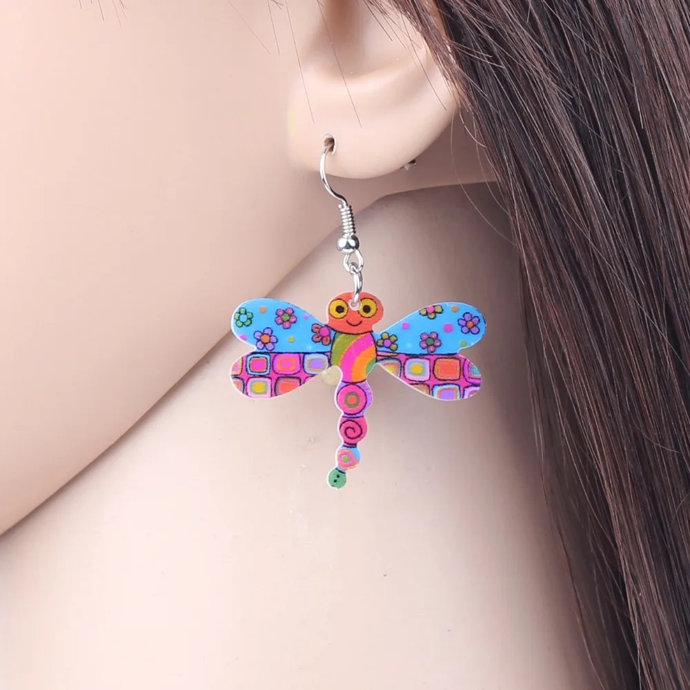 Модные висячие серьги-стрекозы акриловые длинные серьги Новое поступление 2015