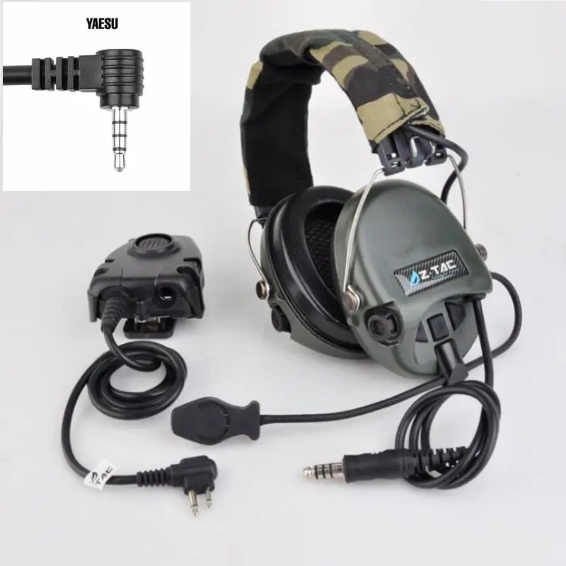 YAESU Z-тактическая страйкбол гарнитура Sordin тактическая гарнитура Z111 FG С страйкбольные тактические Peltor Kenwod Midland PTT Z112 - Цвет: YAESU