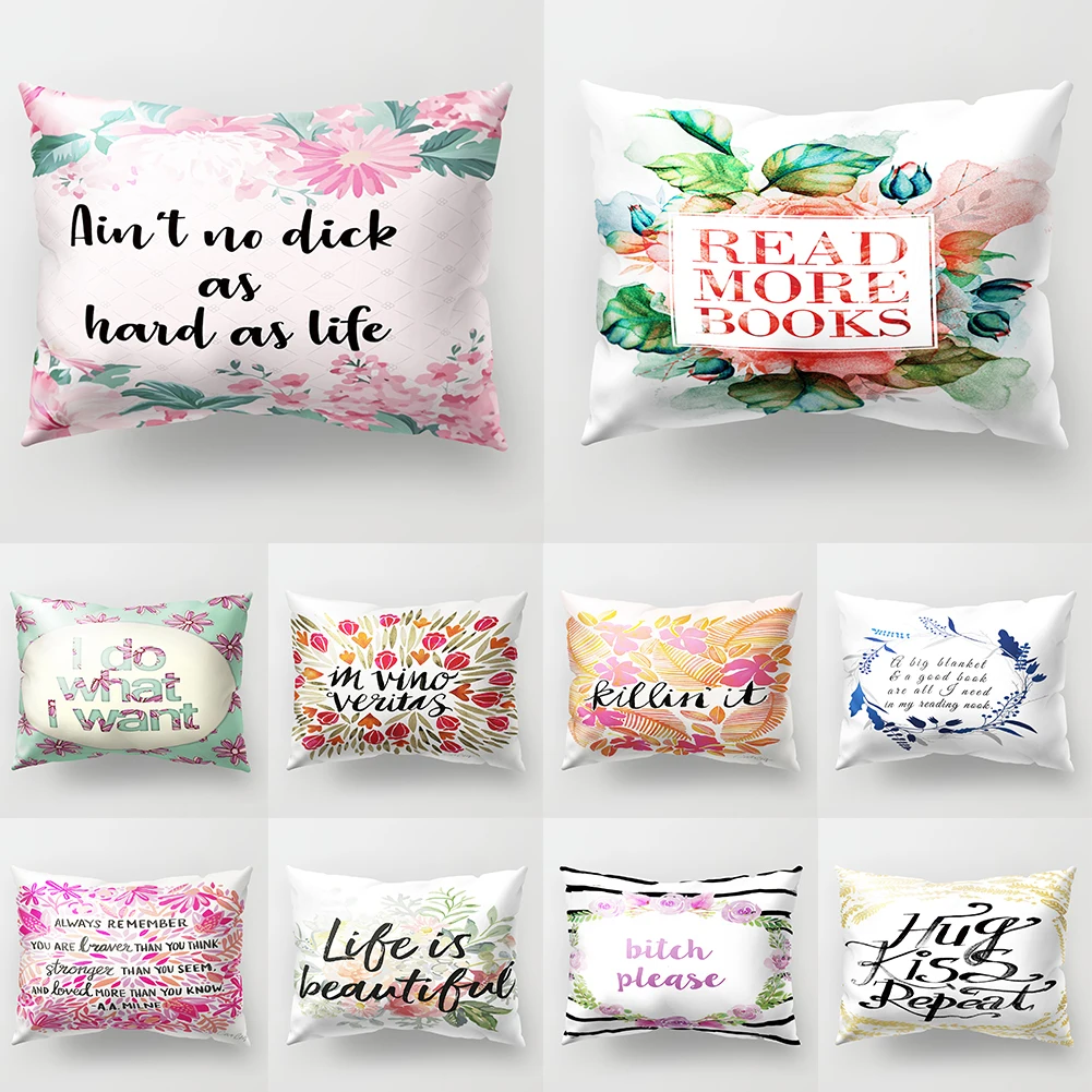 Fashion Throw Pillow Case Flower Letter Print Sofa Bed Cushion Cover Home Hotel car Decor SMT288 | Дом и сад