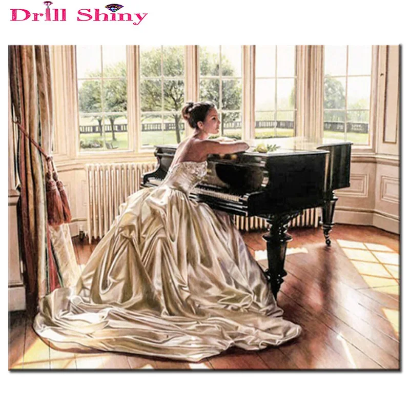 Вышивка сделай сам алмазная картина девушка играющая на фортепиано вышивка