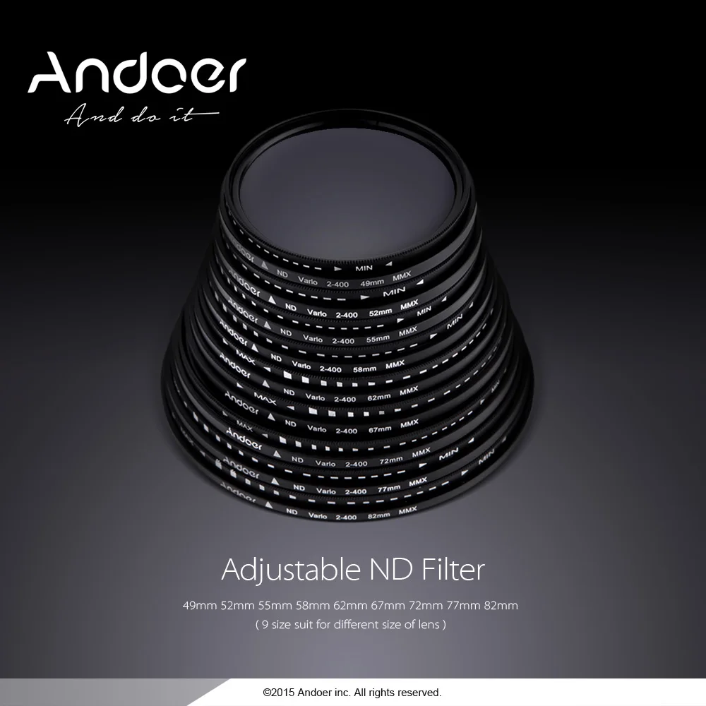 Переменный фильтр Andoer 77 мм ND Fader ND2 to ND400 для цифровой зеркальной камеры Canon Nikon |