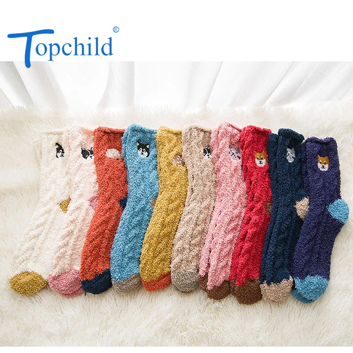 Topchild fuuy/носки из кораллового флиса с вышивкой кота зимние толстые теплые носки