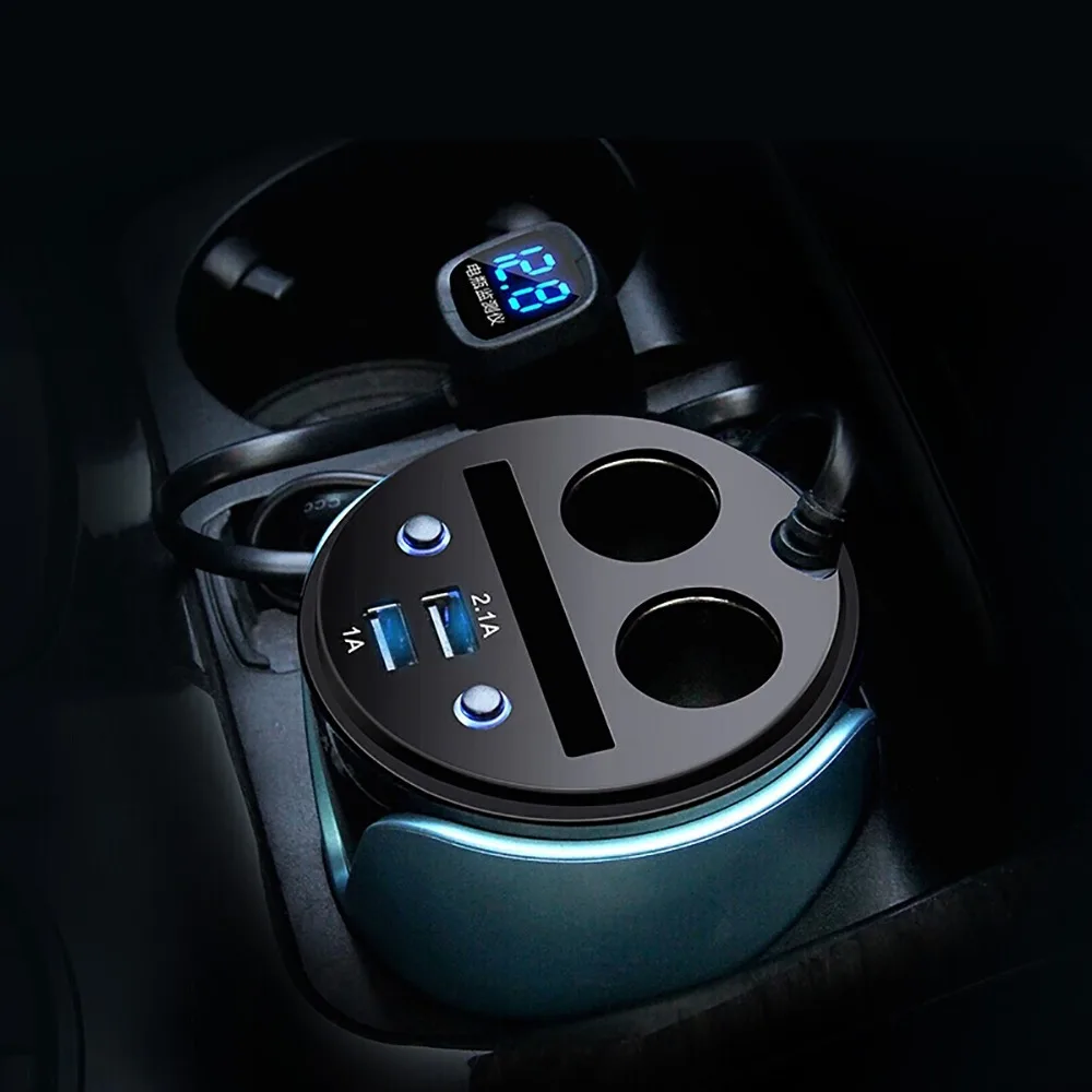 Многофункциональное автомобильное зарядное устройство с 2 usb портами адаптером