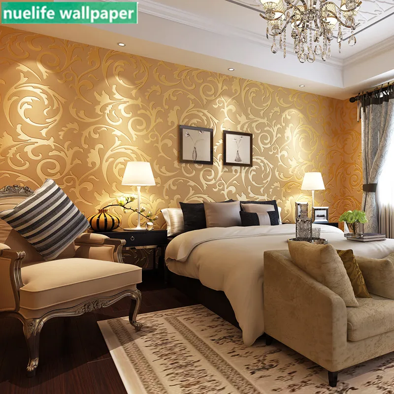 

European gold silver tree vine pattern wedding room living room shop bedroom TV sofa background wall paper