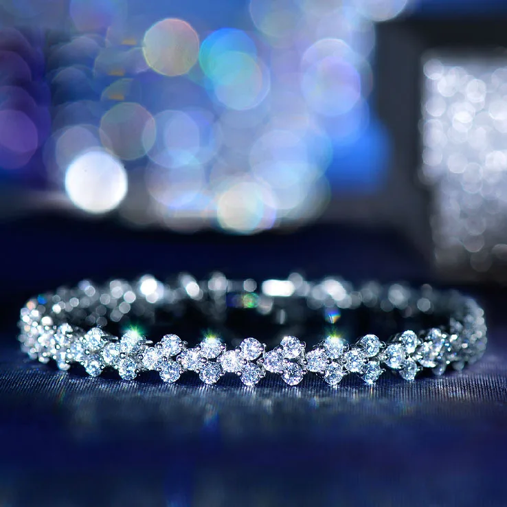 USTYLE Fashion Brand design from Rome AAA+ Cubic Zirconia Crystal Stones Paved BVL Bracelet For Women Jewelry UB0001 | Украшения и