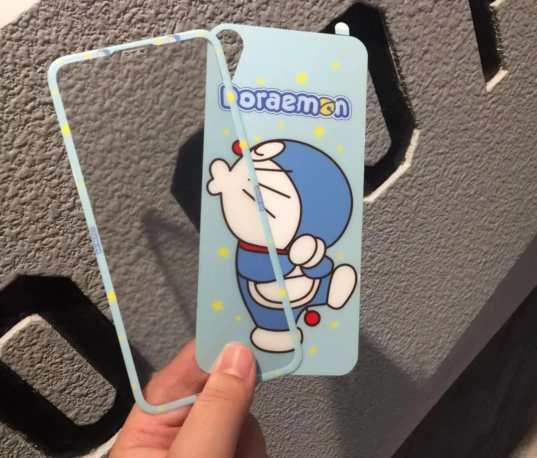 Мультфильм моя мелодия Doraemon стежка 3D передняя+ задняя пленка блестящее закаленное стекло для iPhone XR X XS Max Сейлор Мун протектор экрана