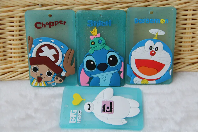 Disney Cartoon Stitch lanyard silicone bus card set phosphor access control transparent campus ID Card& ID Holders