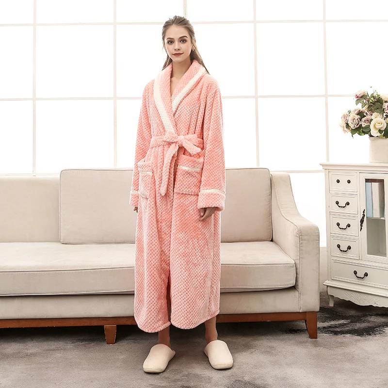 Pink For Women Зима-осень толстый фланелевый Халат Для Мужчин's Для женщин банные халаты нежный Для мужчин Домашняя одежда мужской пижамы для отдыха пижамы - Цвет: Pink For Women