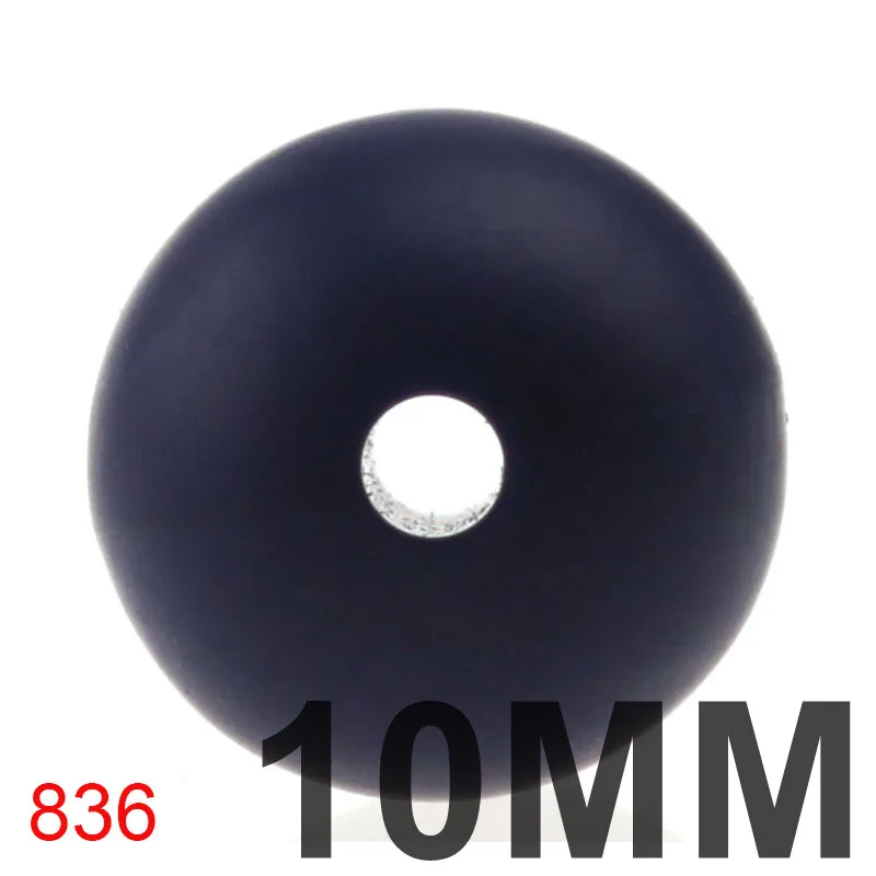 836 Black 100 шт 10 мм круглые силиконовые прорезыватели свободные бусины для изготовления ювелирных изделий Bpa бесплатно Diy Детская соска для успокаивания цепи - Цвет: 836 Black