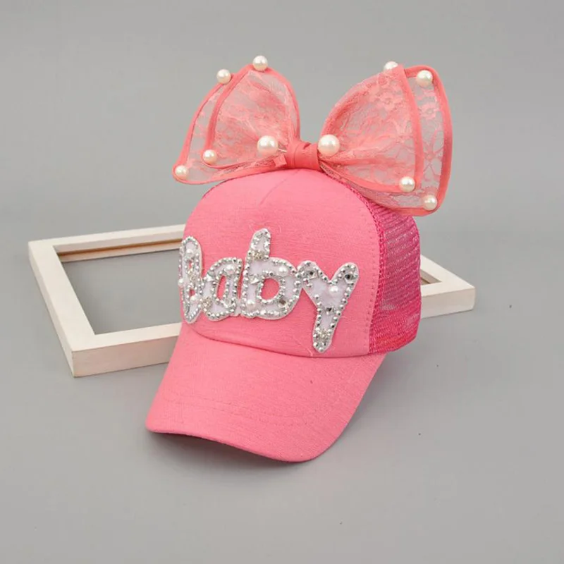 Бейсболка детская Doitbest летняя дышащая с жемчужным бантом в виде ушей кролика для