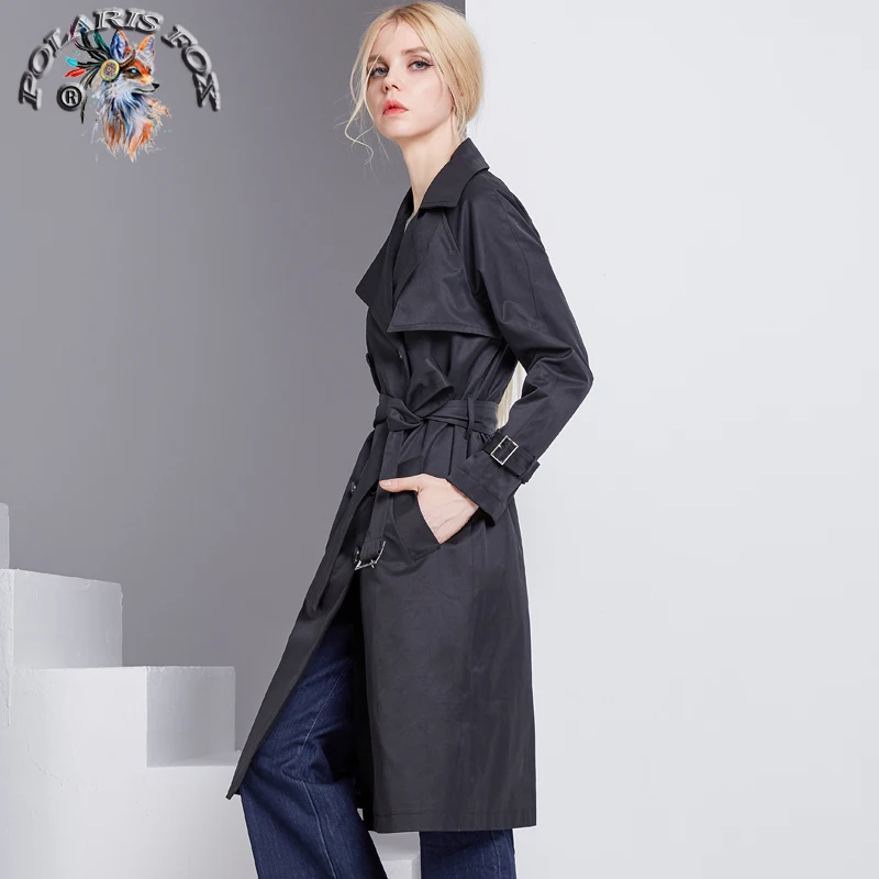 2018 новые осенние модные женские классический двубортный Тренч с закатанными