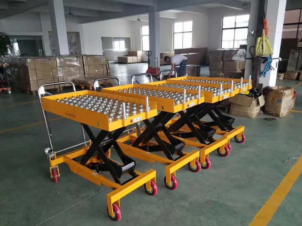 special electric scissor lift table with rollers conveying goods hydraulic |