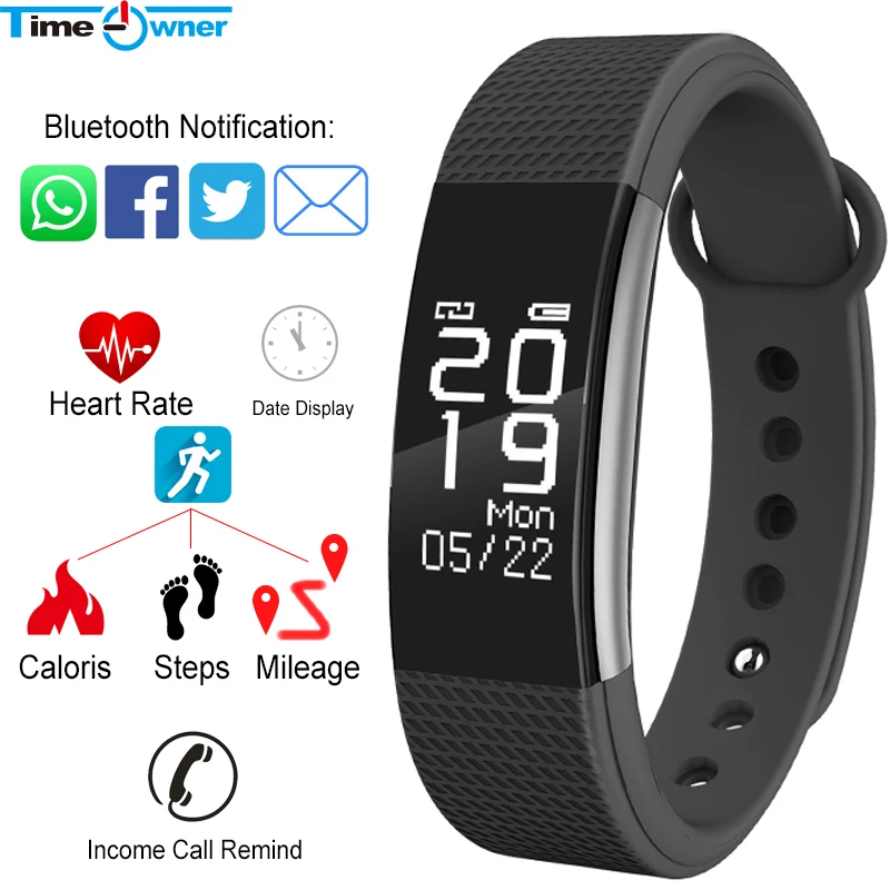 Умный Фитнес браслет Time Owner F1 приложение оповещение о звонке будильник монитор