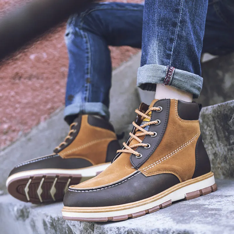 Мужские осенние ботинки Martin теплая повседневная мужская обувь из искусственной