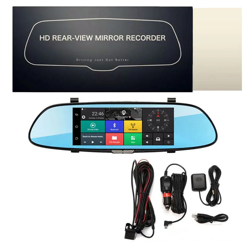 Bluavido 7 дюймов Full HD 1080P Автомобильное видео Зеркало DVR 3g Android gps навигация автомобильная камера заднего вида рекордер Bluetooth wifi