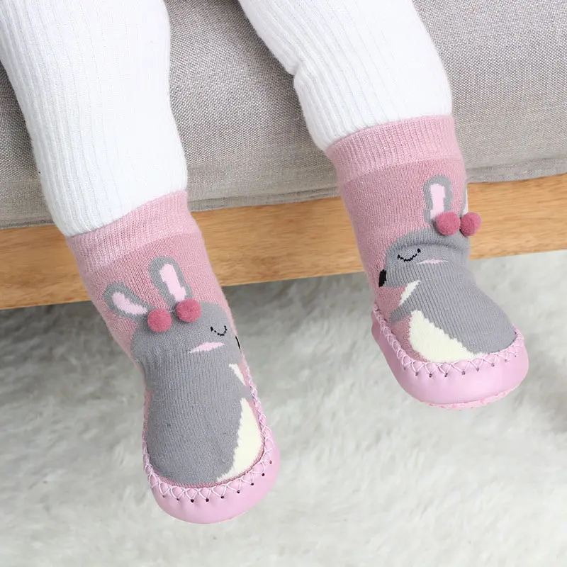 Thick Terry Toddler Indoor Floor Socks Baby Winter Ankle Kids Girl Newborn Rubber Sole Anti-Slip Cartoon Funny | Детская одежда и